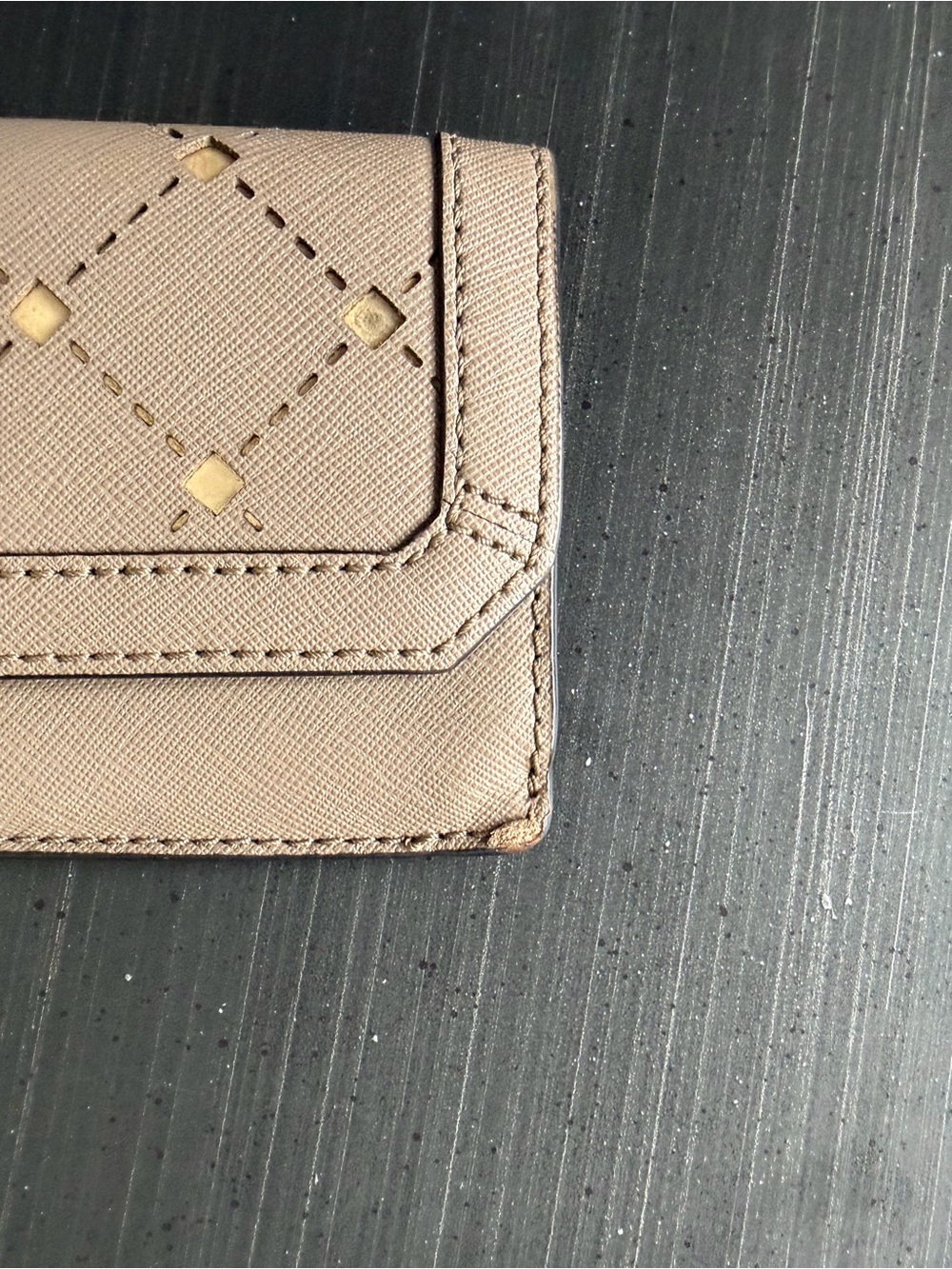 Michael Kors Taupe Quilted Wallet with Gold Studs - Picture 6 of 8